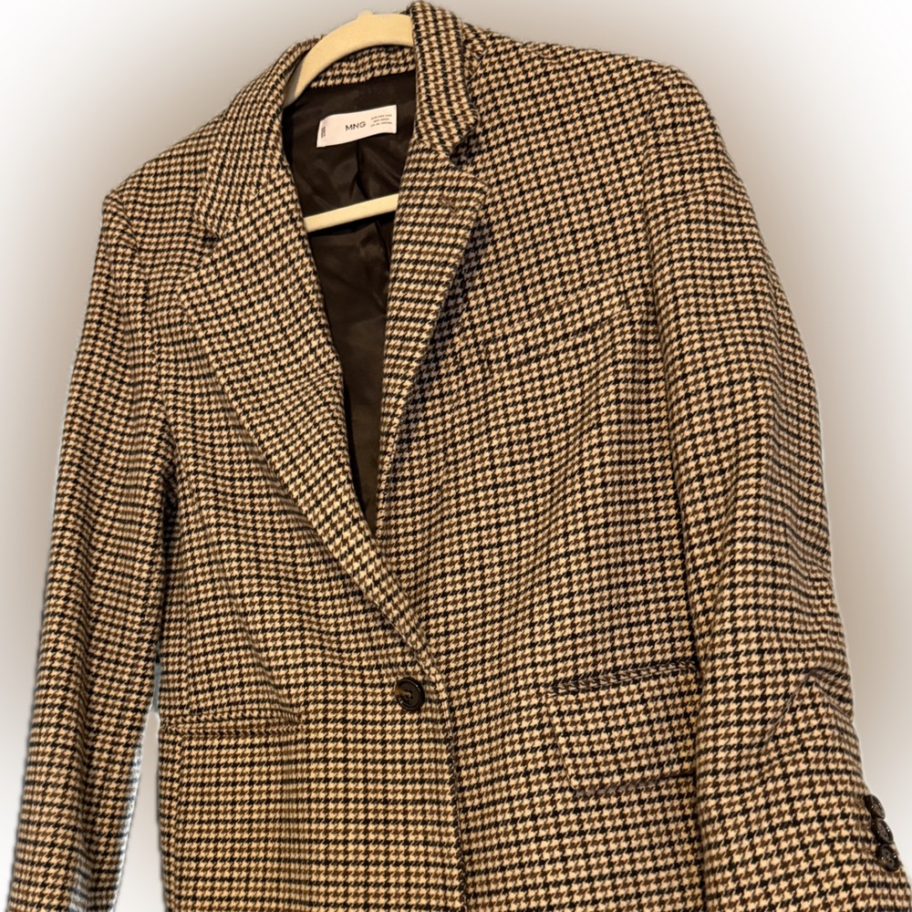 Mango Black and Brown Houndstooth blazer